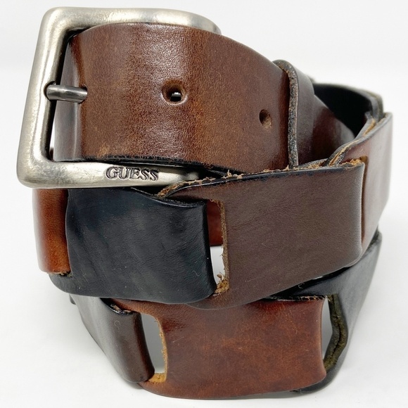GUESS | Browns & Black Leather Belt - Picture 9 of 15